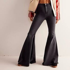 Free People Just Float On Flare Bell Bottom Jean Pant Black